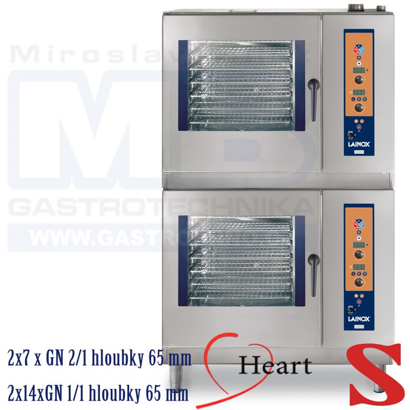 Elektrický konvektomat Lainox Heart 2x7GN2/1, 2x14xGN1/1 70 mm nástřik 42kW/400V HVE142S