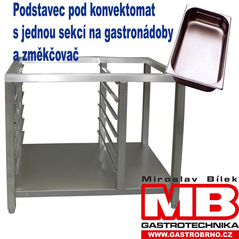 Podstavec jednosekcový pod konvektomat s kapacitou gastronádob 7 ks 1/1 hloubky 65mm ESP071