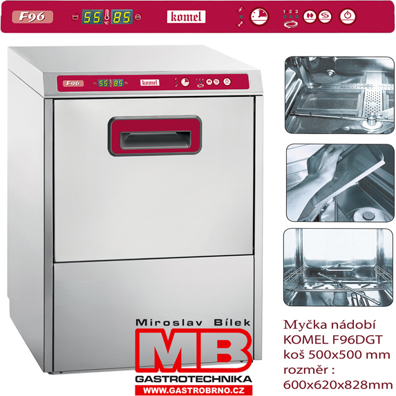 Myčka nádobí a skla 6,6kW 400 V s digitálním programátorem bez výpustného čerpadla F96DGT 6,6kW