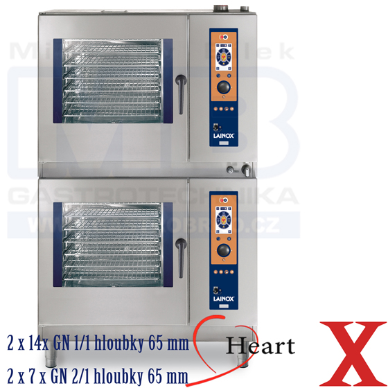 Elektrický konvektomat Lainox Heart 2 x 7GN2/1, 2 x 14 x GN1/1 70 mm nástřik 2 x 21 kW 400V HVE142X