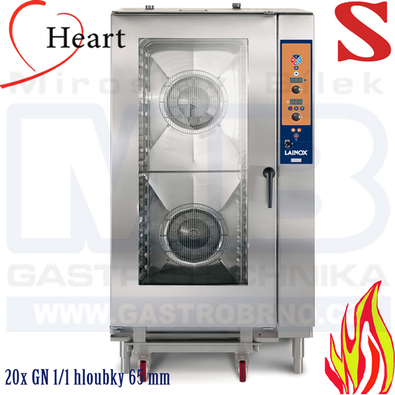 KONVEKTOMAT PLYNOVÝ LAINOX HVG201S Heart 20xGN1/1 70 mm nástřik 36kW, plynový konvektomat HVG201S