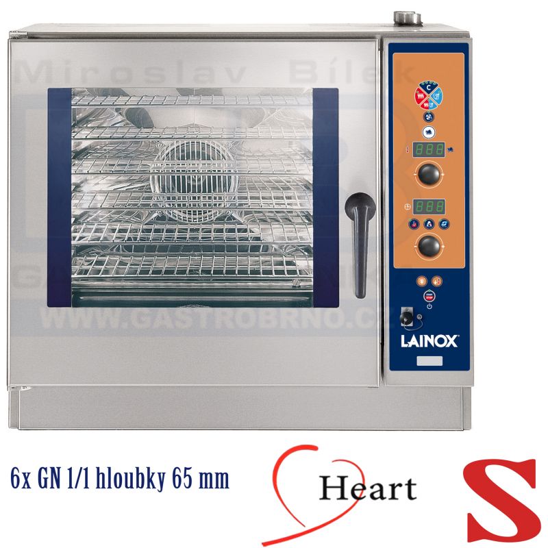 Elektrický konvektomat Lainox Heart 6xGN1/1 70 mm nástřik  9,5kW/400V HVE061S