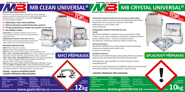 Sanitární prostředky MBCLEAN UNIVERSAL 12kg a MBCRYSTAL UNIVERSAL 10kg