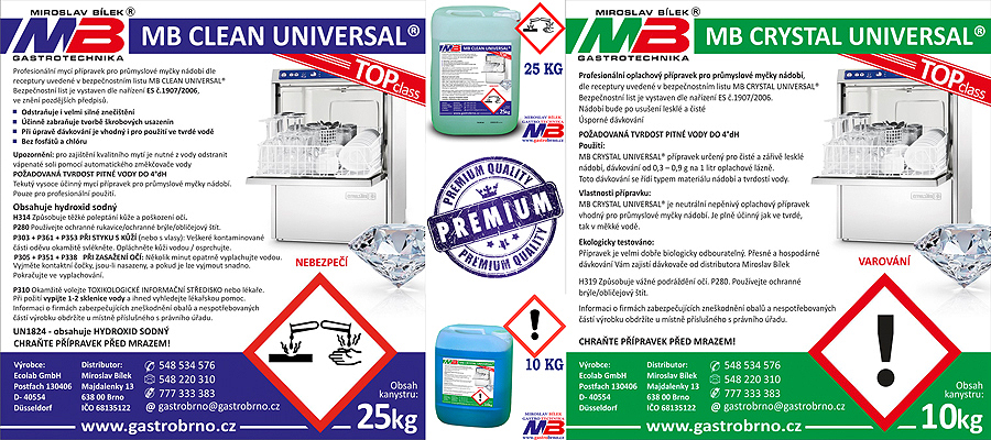 Sanitární chemie MB UNIVERSAL pro myčky nádobí a skla