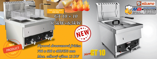Stolní plynová fritéza 2x10 litrů GT1010 ELFRAMO