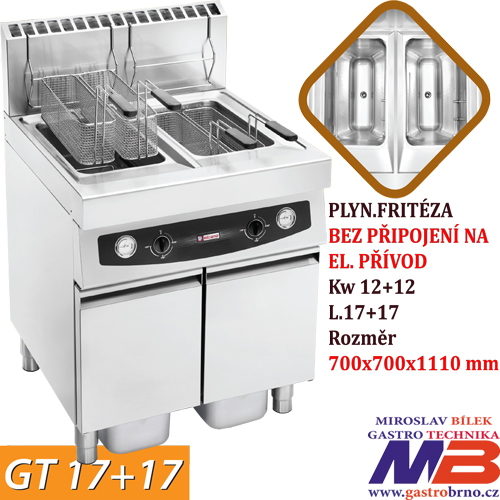 Plynová fritéza GT17 17 litrů, profi plynová fritéza ELFRAMO 