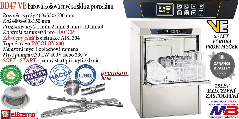 Myčka skla BD47VE koš 400x400 mm