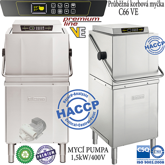 Korbová košová průběžná myčka C66VE Košová korbová průběžná profi myčka C66VE