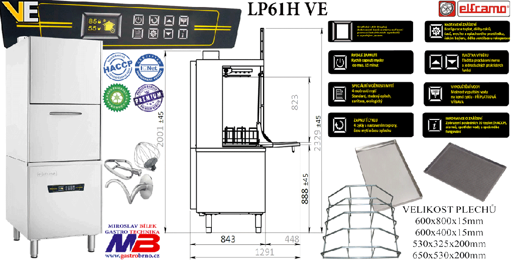 Cukrařská myčka LP61H VE pekařská myčka LP61H VE myčka černého nádobí LP61H VE