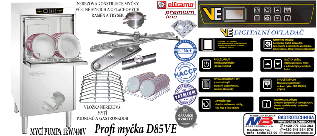 Profesionální košová myčka s předním plněním D85VE