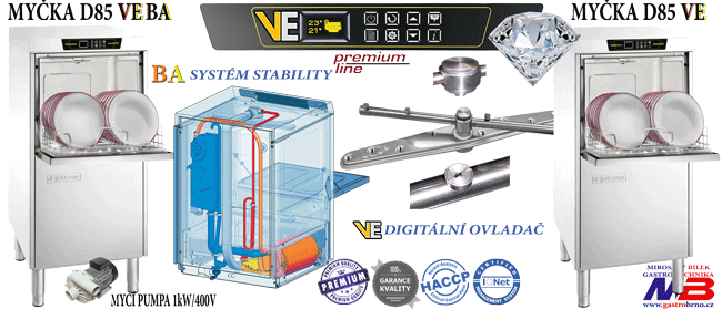 Myčky sklenic a talířů D85VE a D85VEBA