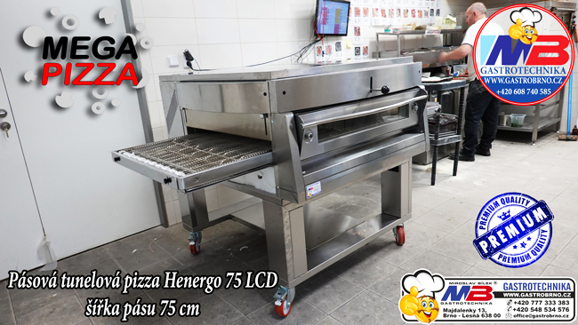 Pásová pizza pec Henergo 75 LCD Megapizza Praha