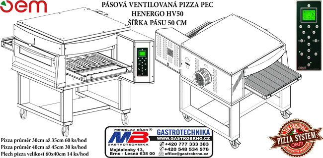 Tunelová pizza pec Henergo HV50 E1 pásová pec na pizzu