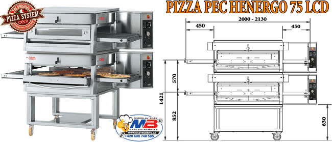 Dvoukomorova pasova pizza pec Henergo 75 LCD