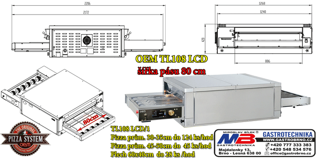 Pizza pec TL108 LCD tunelová pásová pizza pec